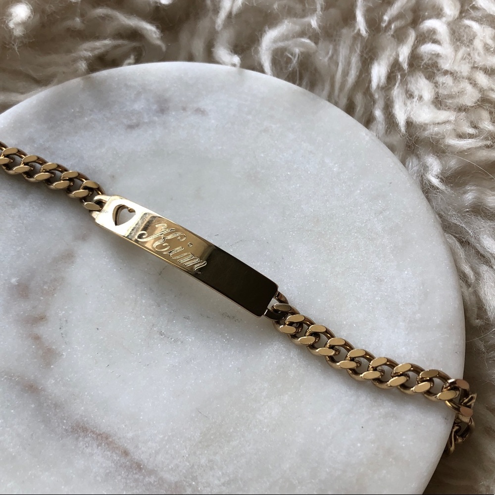 Nametag ‘gold’ chain bracelet ‘♥️ Kim’